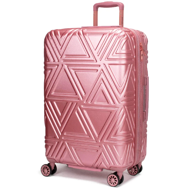 unbreakable suitcase for hard travel -Badgley Mischka Contour Hard Expandable Spinner Suitcase (Rose Gold, 25")