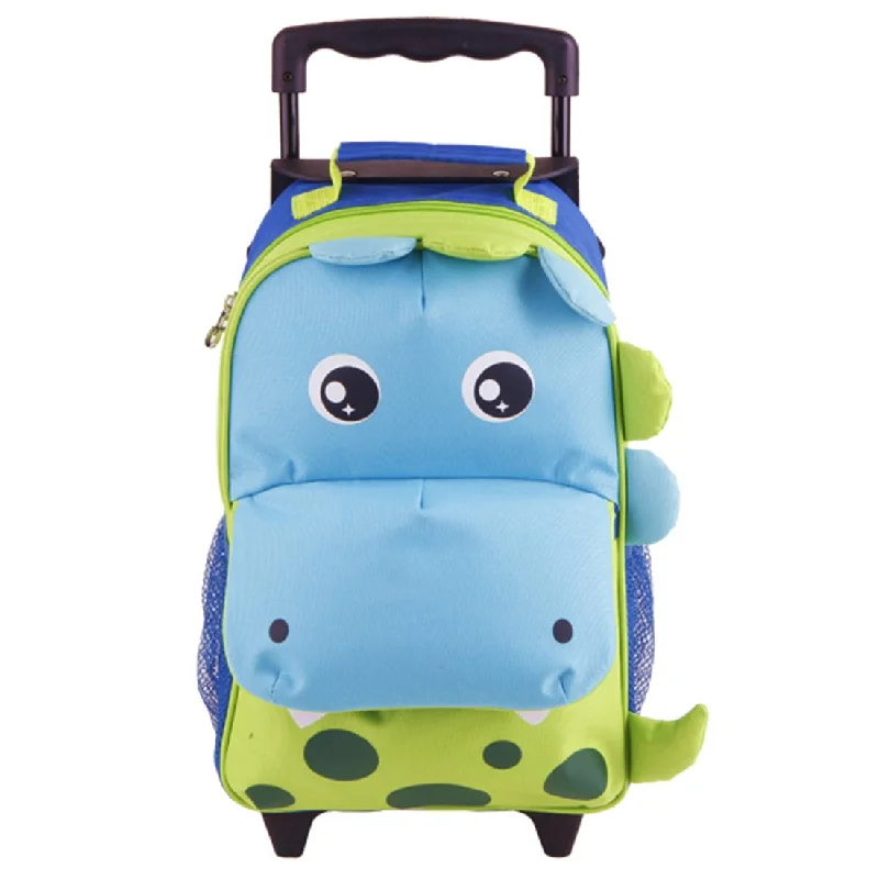 eco backpack for green travel -Yodo Zoo 3-Way Toddler Backpack with Wheels or Little Kids Rolling Luggage, with Front Pouch and Side Bottle Holders, for toddler boys and girls, Dinosaur