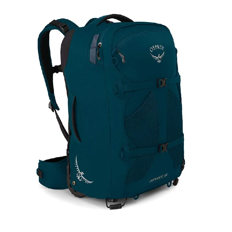 blush suitcase for soft vibes -Osprey Packs Farpoint 36 Men's Wheeled Luggage, Petrol Blue