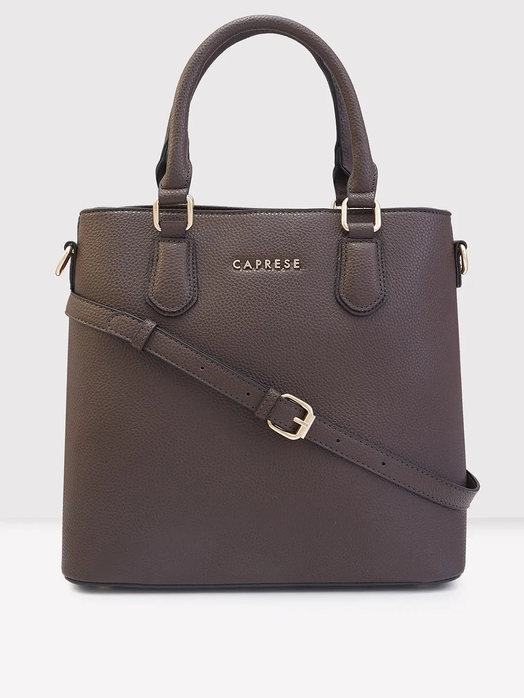 Premium grey crossbody bag-Caprese Tasha Satchel Medium Dusky Brown