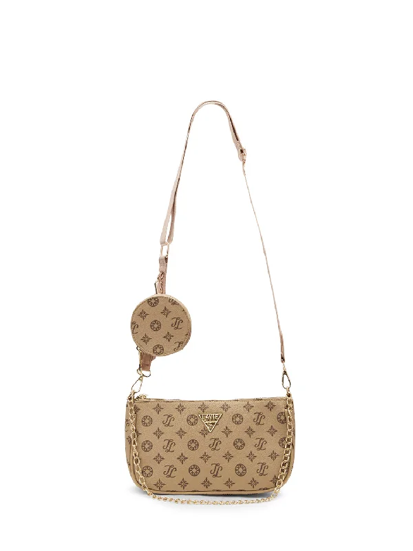 Quilted green crossbody bag-Lavie Signature Hoboken Taupe Small Woman's 2 Piece Sling Bag