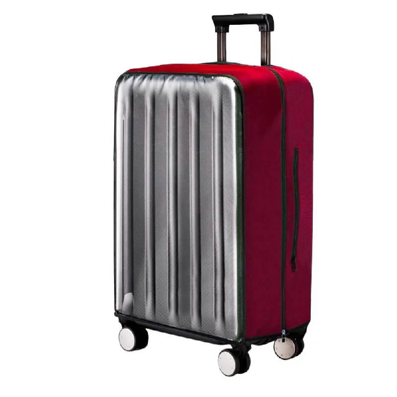 four-spinner suitcase for easy gliding -Luggage Cover,Clear PVC Transparent Travel Suitcase Protector Dust-proof Cover for 20-28 Inch Luggage (20" Luggage, Wine Red)