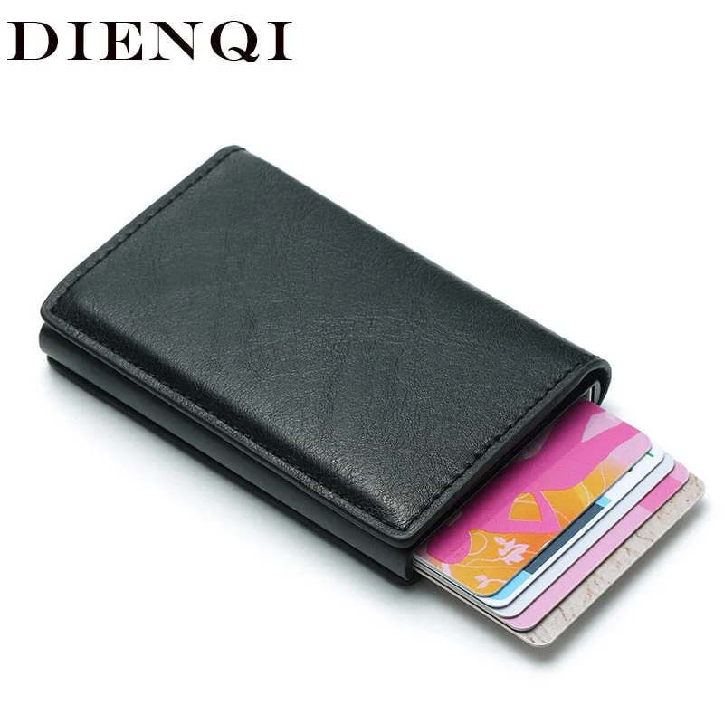 Red satin purses & wallets-Dienqi Rfid Card Holder Men Wallets Money Bag Male Vintage Black Short Purse 2018 Small Leather