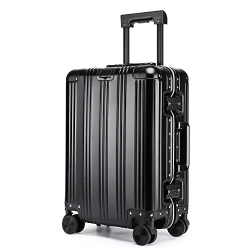 grand suitcase for luxe vacations -JBAG-one 100% Aluminum-Magnesium Alloy Rolling Luggage Spinner Men Business Suitcase Wheels 20 inch Cabin Trolley Travel Bag,Black