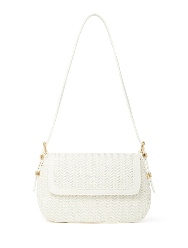 Spacious white crossbody bag-Windsor Weave Shoulder Bag