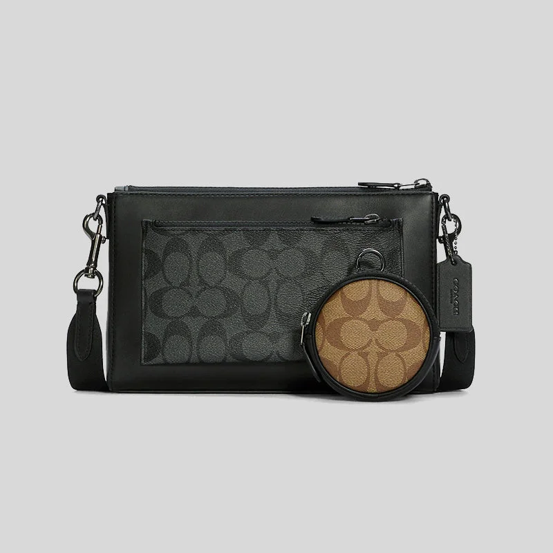 Eco-friendly recycled crossbody bag-Coach Holden Crossbody In Signature Canvas Charcoal/Black Multi RS-C5598