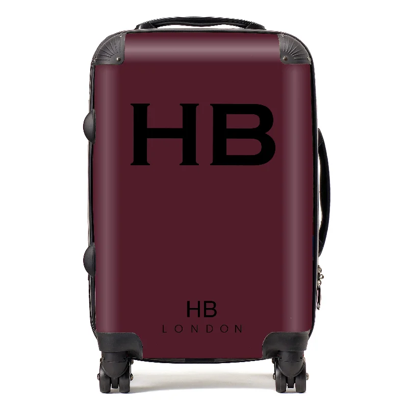 big suitcase for extra storage -Personalised Burgundy with Black Font Initial Suitcase