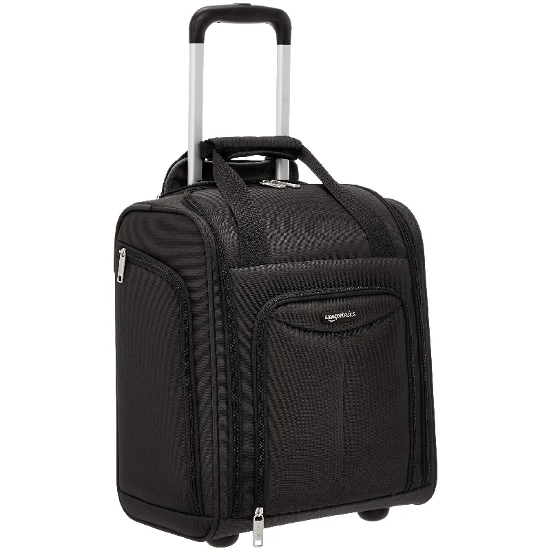 tough-duty suitcase for heavy gear -AmazonBasics Underseat Rolling Luggage - Large, Black