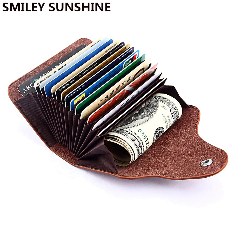 Crocodile brown purses & wallets-Smiley Sunshine Genuine Leather Unisex Business Card Holder Wallet Bank Credit Card Case Id Holders