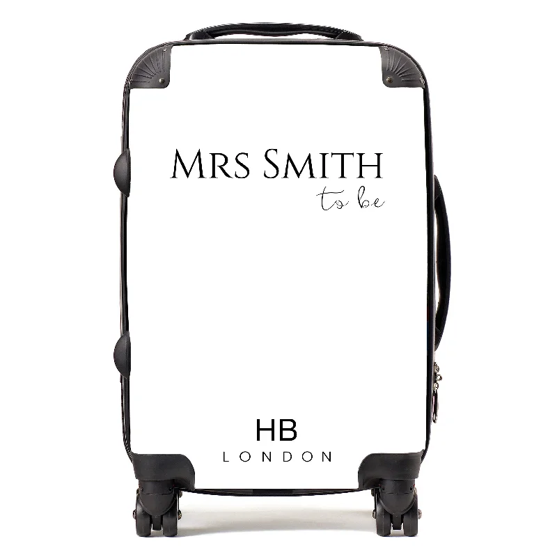 wheeled suitcase for smooth moves -Personalised White Bride to Be Suitcase