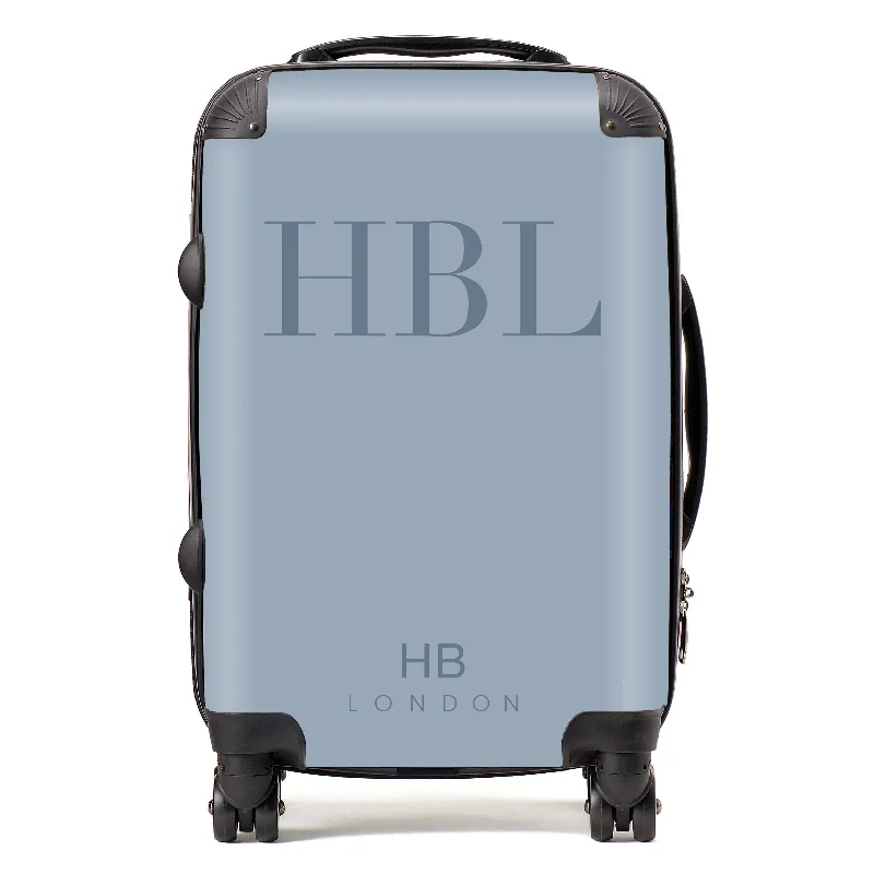 big suitcase for family vacations -Personalised Dusty Blue Subtle Fashion Font Initial Suitcase