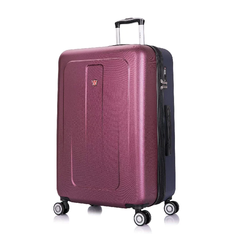 designer suitcase for fashion-forward trips -DUKAP Luggage - Crypto Collection - Lightweight Hardside Spinner 28'' Inches - Two Tone (Wine/Blue) - Suitcases with Wheels