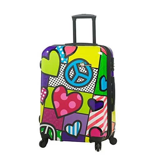 green suitcase for mindful travel -Mia Toro Peace And Love Hardside 24 Inch Luggage, Contemporary