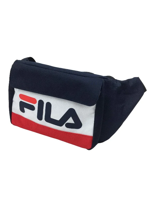 orange duffel bags for bold trips -Fila Lindon Waist Cross Over Bag in Peacoat/White/Chinese Red