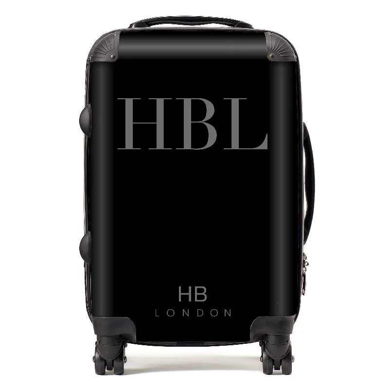 sturdy suitcase for regular flyers -Personalised Black Subtle Fashion Font Initial Suitcase