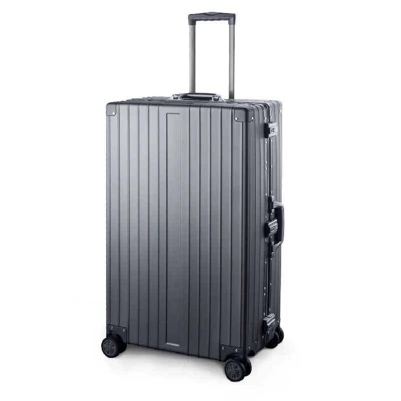 earth-safe suitcase for green journeys -TRAVELKING Multi-size All Aluminum Hard Shell Luggage Case Carry On Spinner Suitcase (20"-28") (Grey, 28")