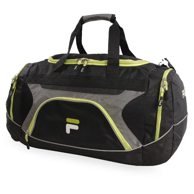 durable duffel bags for frequent trips -Fila Donlon Small Travel Gym Sport Duffel Bag, Neon Lime