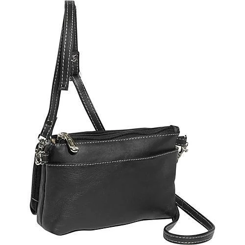 Designer black crossbody bag-Piel Leather Shoulder Bag/Wristlet