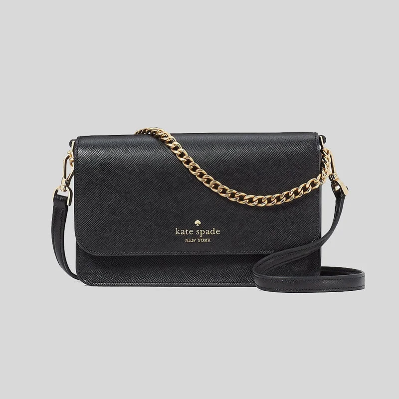 Casual denim crossbody bag-Kate Spade Madison Small Flap Crossbody Black RS-KC586