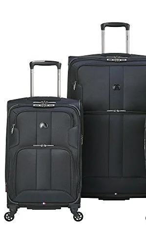 vogue suitcase for fashion trips -Delsey Luggage Sky Max 2 Piece Nested Luggage Set, Black