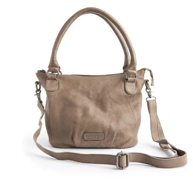 Soft pearl crossbody bag-Stitch & Hide Santa Monica Leather Shoulder Bag Taupe