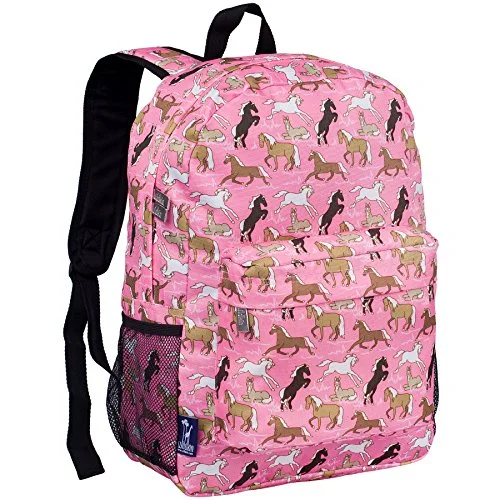 portable backpack for fast getaways -Wildkin Horses In Pink 16 Inch Backpack