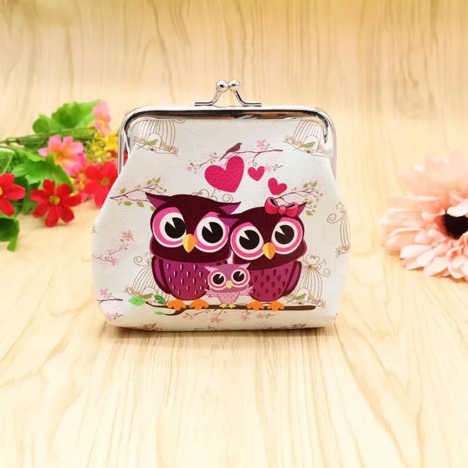 Large sapphire purses & wallets-Women Lady Retro Vintage Owl Leather Small Wallet Hasp Purse Clutch Bag