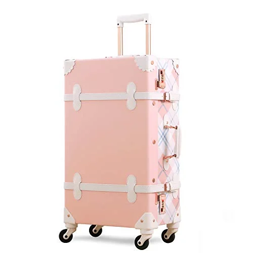 high suitcase for premium trips -Unitravel Retro Rolling Suitcase Lightweight PU Trunk Luggage for Women