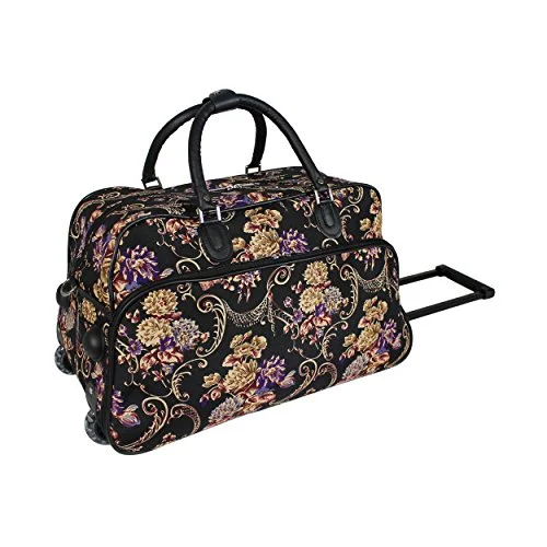 durable duffel bags for heavy use -World Traveler 21-Inch Carry-On Rolling Duffel Bag, Classic Floral, One Size