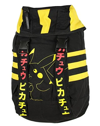 soft backpack for easy packing -Nintendo Pokemon Pikachu Adult Black Yellow Knapsack Backpack