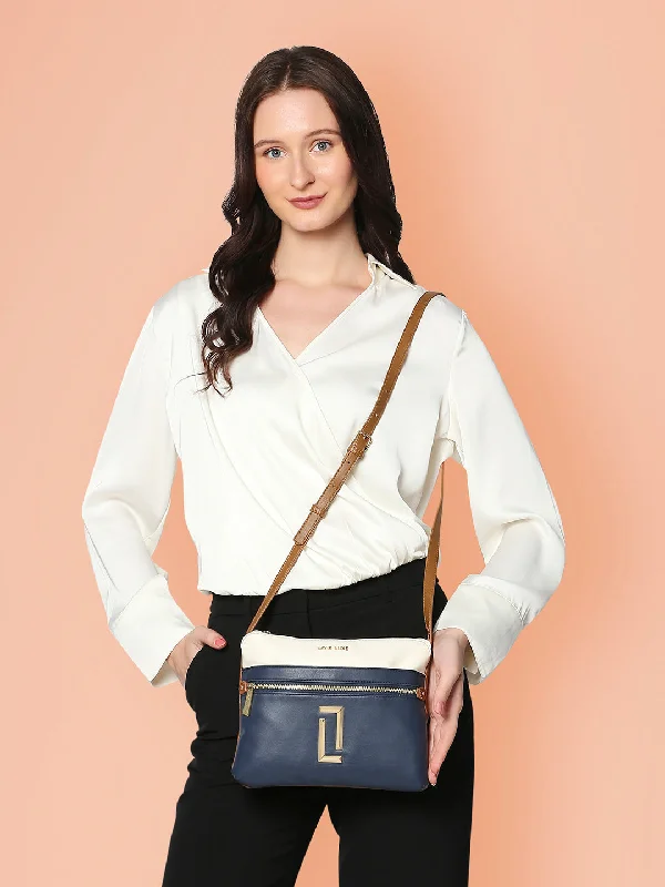 Stylish yellow crossbody bag-Lavie Luxe Quick Access Navy Small Women'S Sling