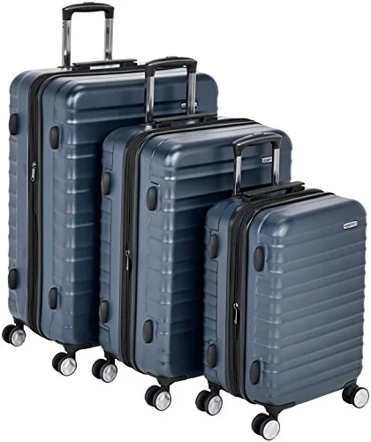 custom suitcase for unique trips -Amazonbasics Premium Hardside Spinner Luggage With Built-In Tsa Lock - 3-Piece Set (20", 24", 28"),