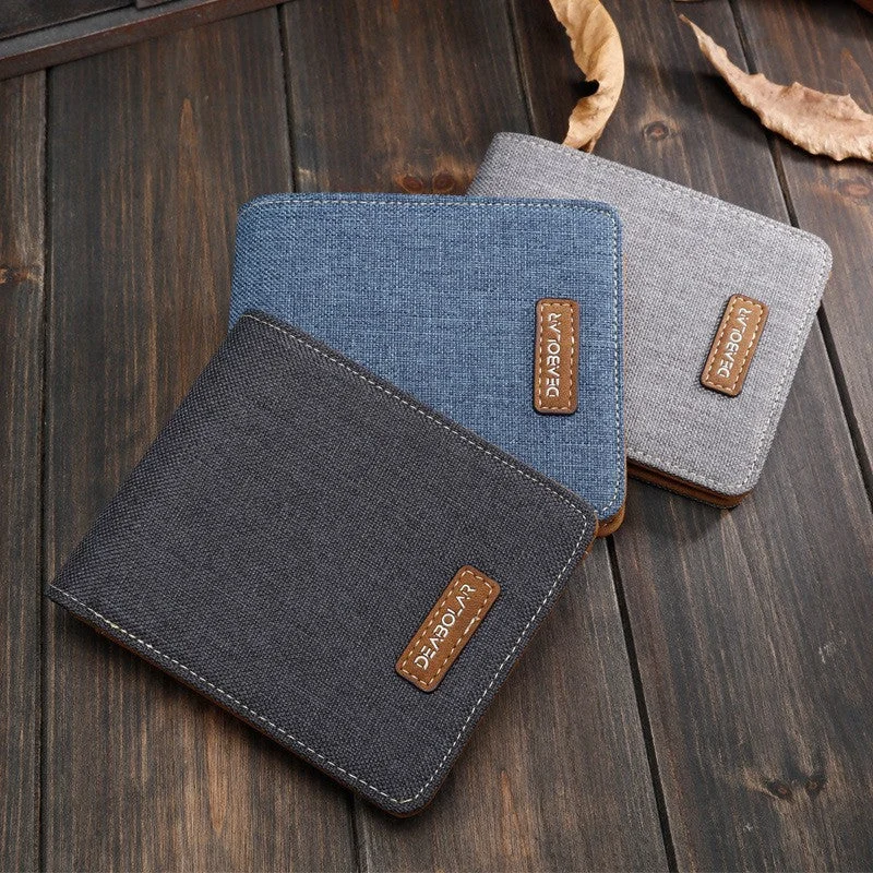 Trendy green purses & wallets-Men Canvas Slim Bifold Purse Wallet Clutch Handbag Credit Card Holder Billfold