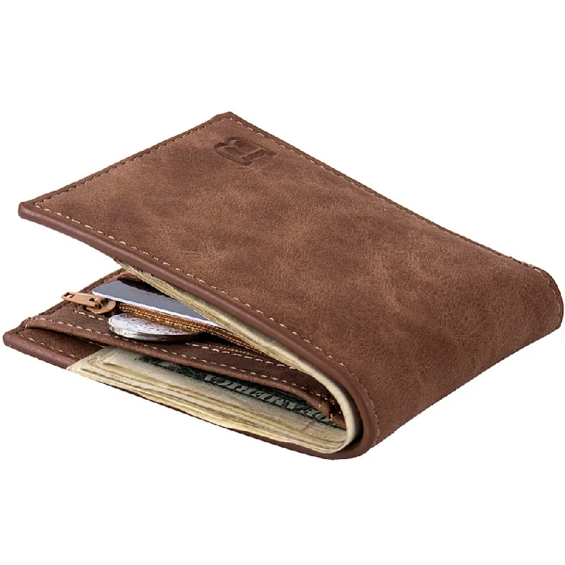 Soft tan purses & wallets-2019 Fashion Men Wallets Small Wallet Men Money Purse Coin Bag Zipper Short Male Wallet Card Holder