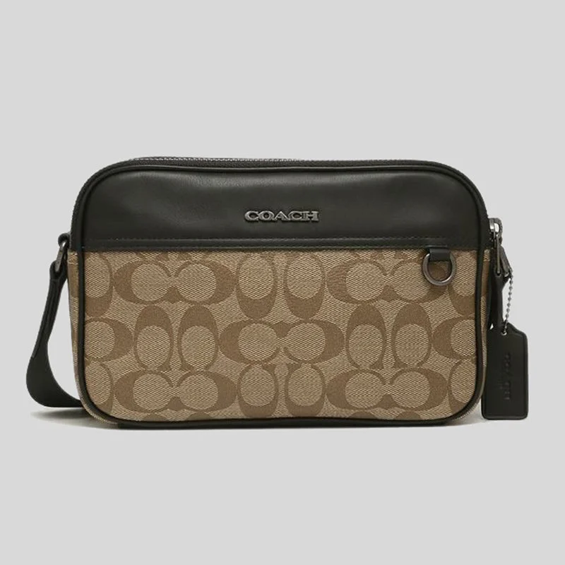 Travel black crossbody bag-Coach Graham Crossbody In Signature Canvas Khaki RS-C4149