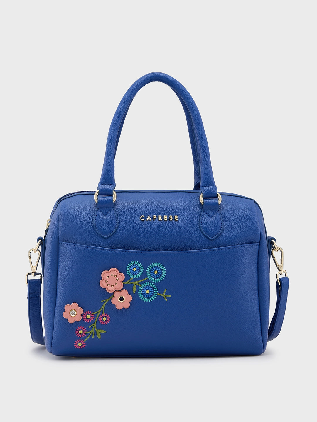 Pink velvet crossbody bag-Caprese Erica Satchel Medium Blue Embroidered Women'S Handbag Blue