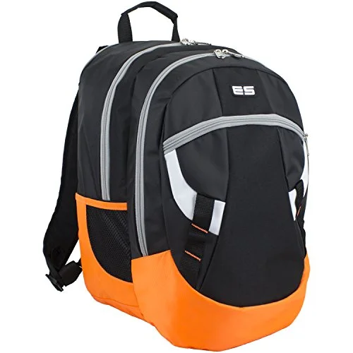 luxe backpack for elegant travel -Eastsport Multifunctional Sports Backpack For School, Travel, Outdoors, Black/Orange