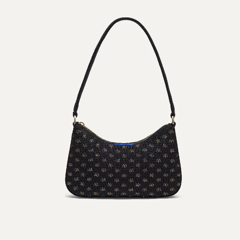 Compact denim everyday crossbody bag-The Mini Shoulder Bag - Daisy Sparkle