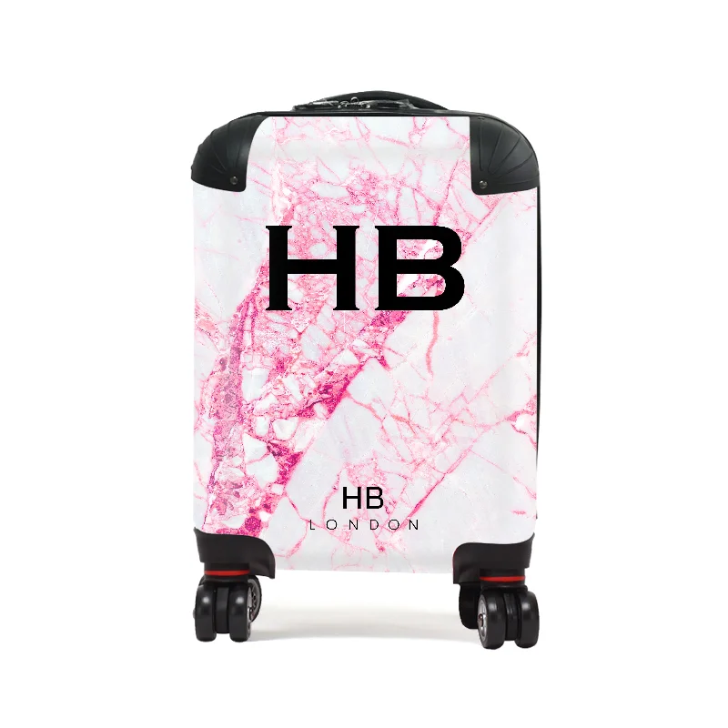 small suitcase for tight spaces -Personalised Pink Cracked Marble Children's Suitcase