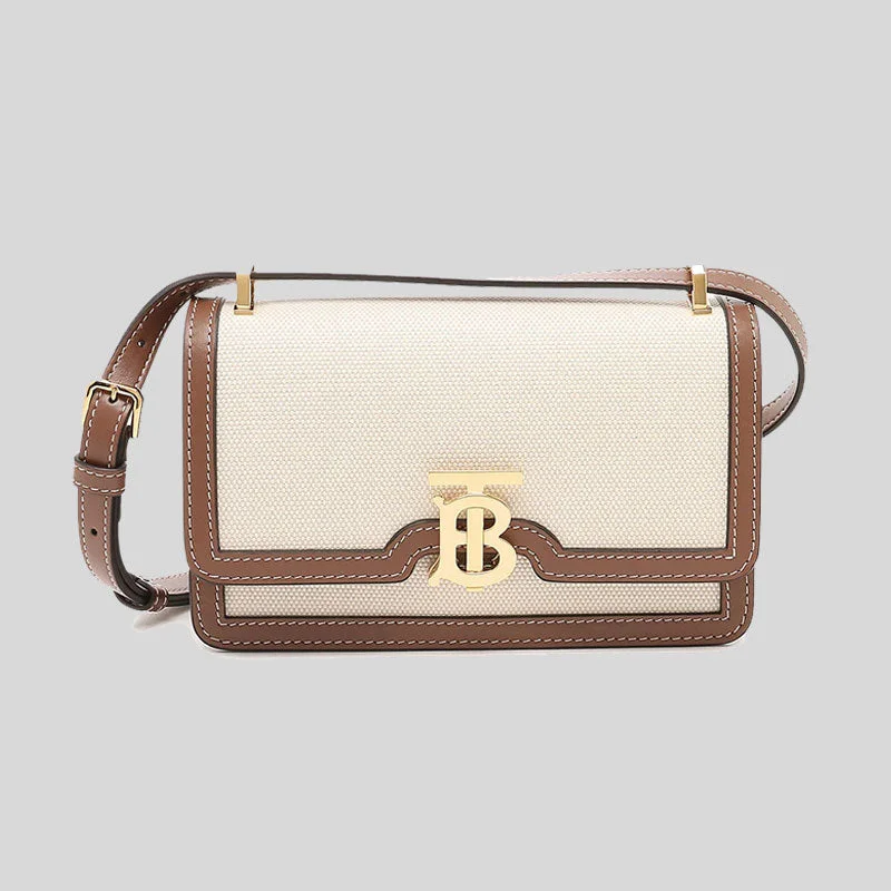 Spacious weekend crossbody bag-BURBERRY Two-Tone Mini TB Elongated Crossbody Bag Natural/Malt Brown RS-80705741