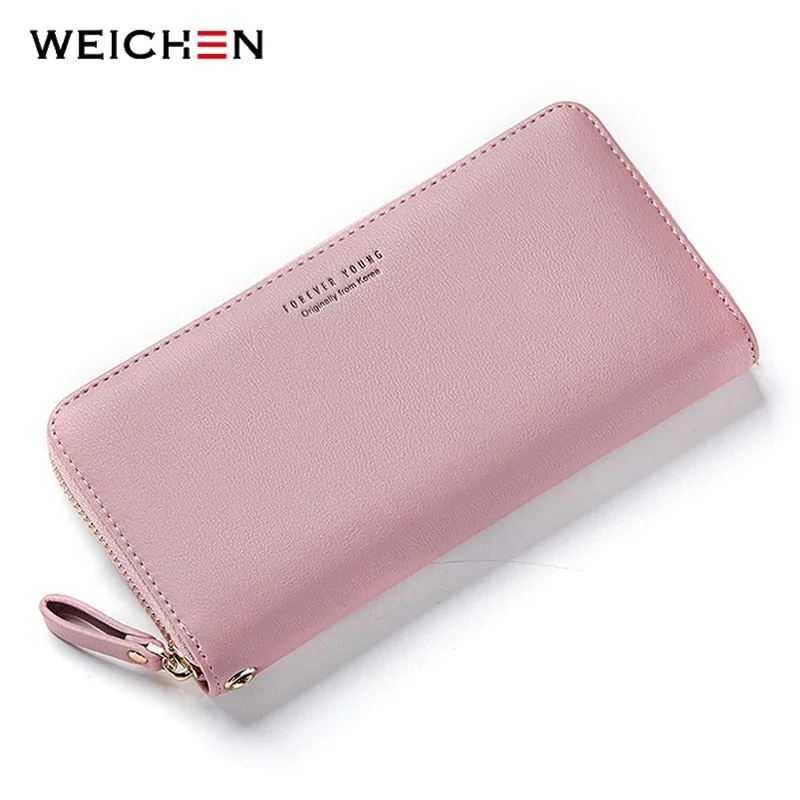 Lightweight red purses & wallets-Weichen Wristband Women Long Clutch Wallet Large Capacity Wallets Female Purse Lady Purses Phone