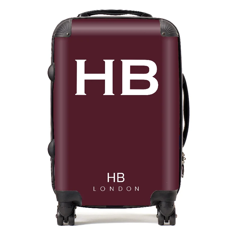 low-cost suitcase for young travelers -Personalised Burgundy with White Font Initial Suitcase