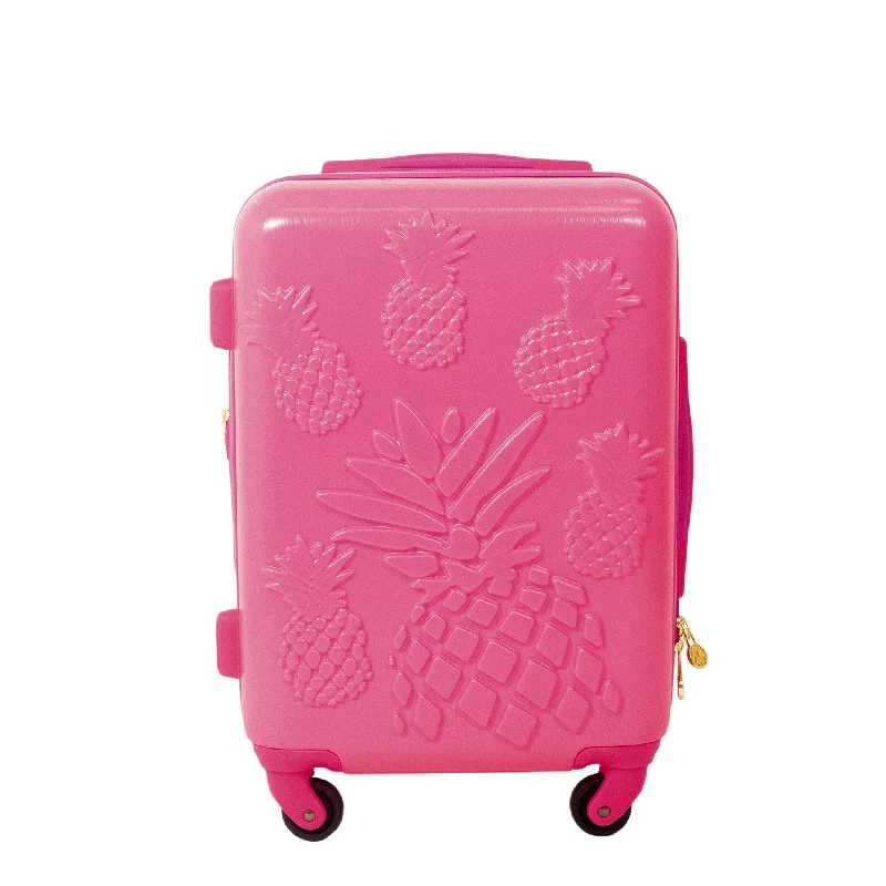 low-cost suitcase for mini breaks -Macbeth Collection Women's Pineapple 21" Spinner Luggage, Magenta