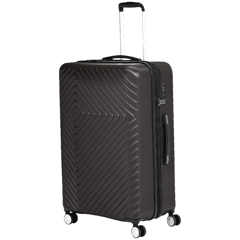 luxe suitcase for posh trips -AmazonBasics Geometric Travel Luggage Expandable Suitcase Spinner with Wheels and Built-In TSA Lock, 31.5 Inch - Black