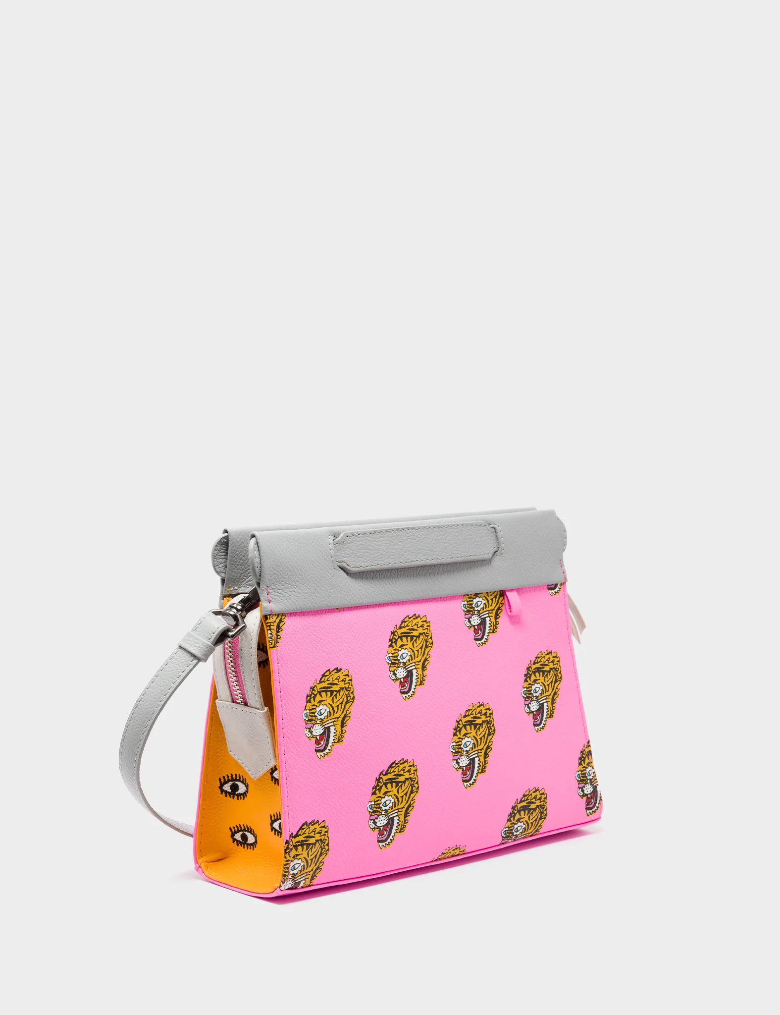 Multi-pocket crossbody bag-Vali Small Crossbody Bubblegum Pink Leather Bag - Blazing Tiger Design