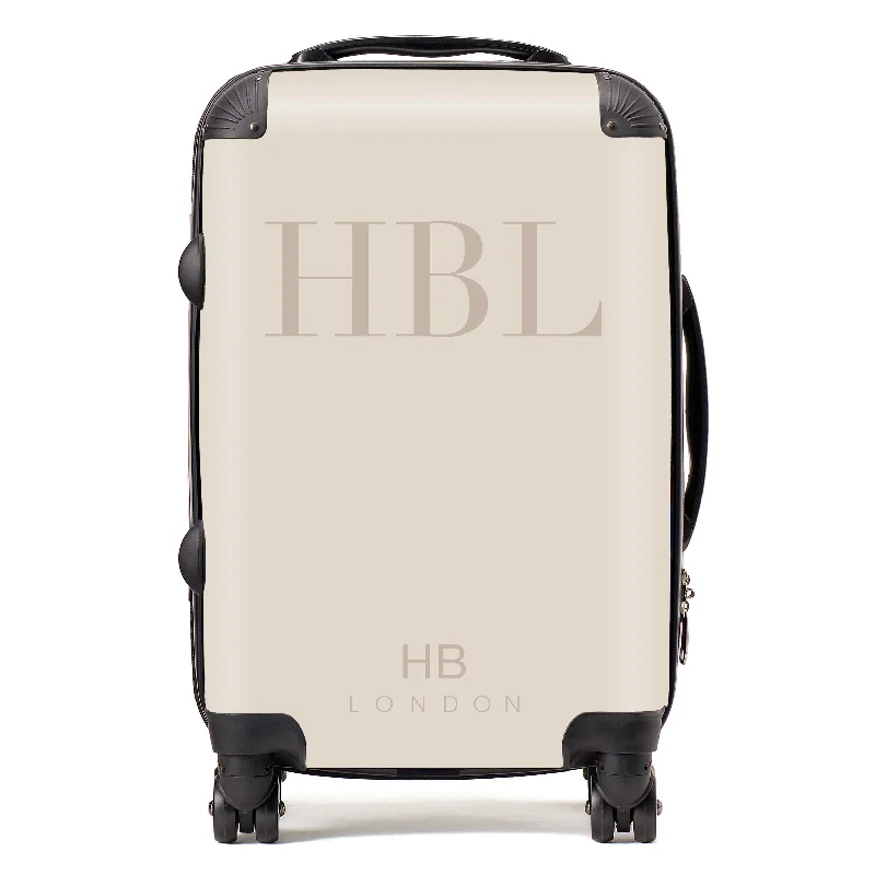 teal suitcase with reinforced zippers -Personalised Champagne Subtle Fashion Font Initial Suitcase