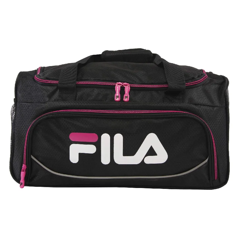 plush duffel bags for high-end travel -Fila Kelly 19-in Sports Duffel Bag, Black Fuchsia, One Size