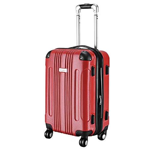 metro suitcase for city trips -Goplus 20" ABS Carry On Luggage Expandable Hardside Travel Bag Trolley Rolling Suitcase GLOBALWAY (Red)