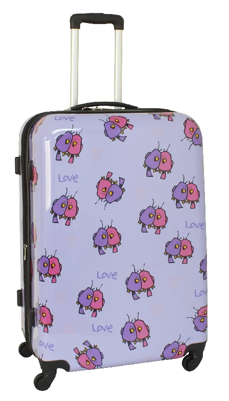 lady suitcase for women’s trips -Ed Heck Multi Love Birds Hardside Spinner Luggage 28 Inch, Light Purple, One Size